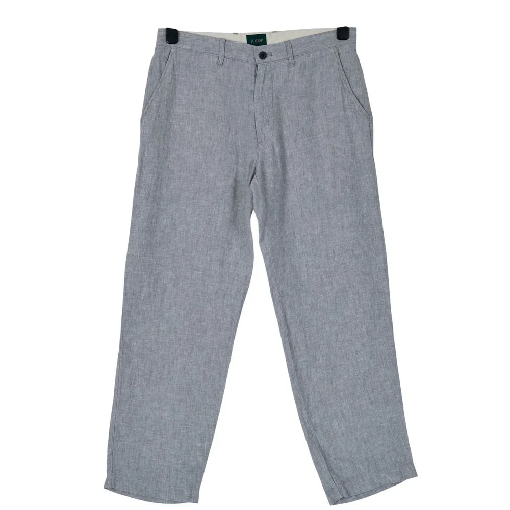 J.Crew Oarsman Linen Mens Pants 31x30 Gray Straight Leg CA092 FITS 31x27.5